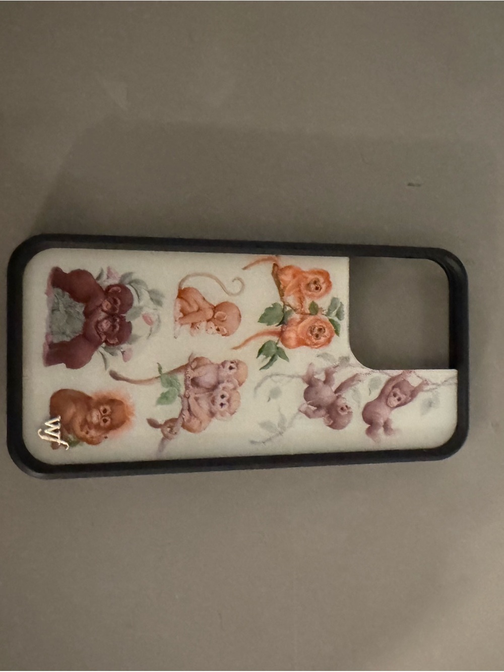 Wildflower iPhone 15 Pro Max. Floral & Monkey Pattern Phone Case - White